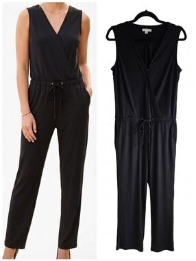 New York & Co Sleeveless Black Jumpsuit Dressy w/ Drawstring Women's Size Medium
